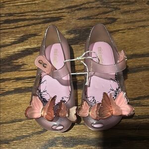Mini Melissa Blush Butterfly Jelly Flats